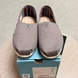 TOMS Classic Alpargata Ash Canvas 6 Women Casual Boating Espadrille Flat Loafer